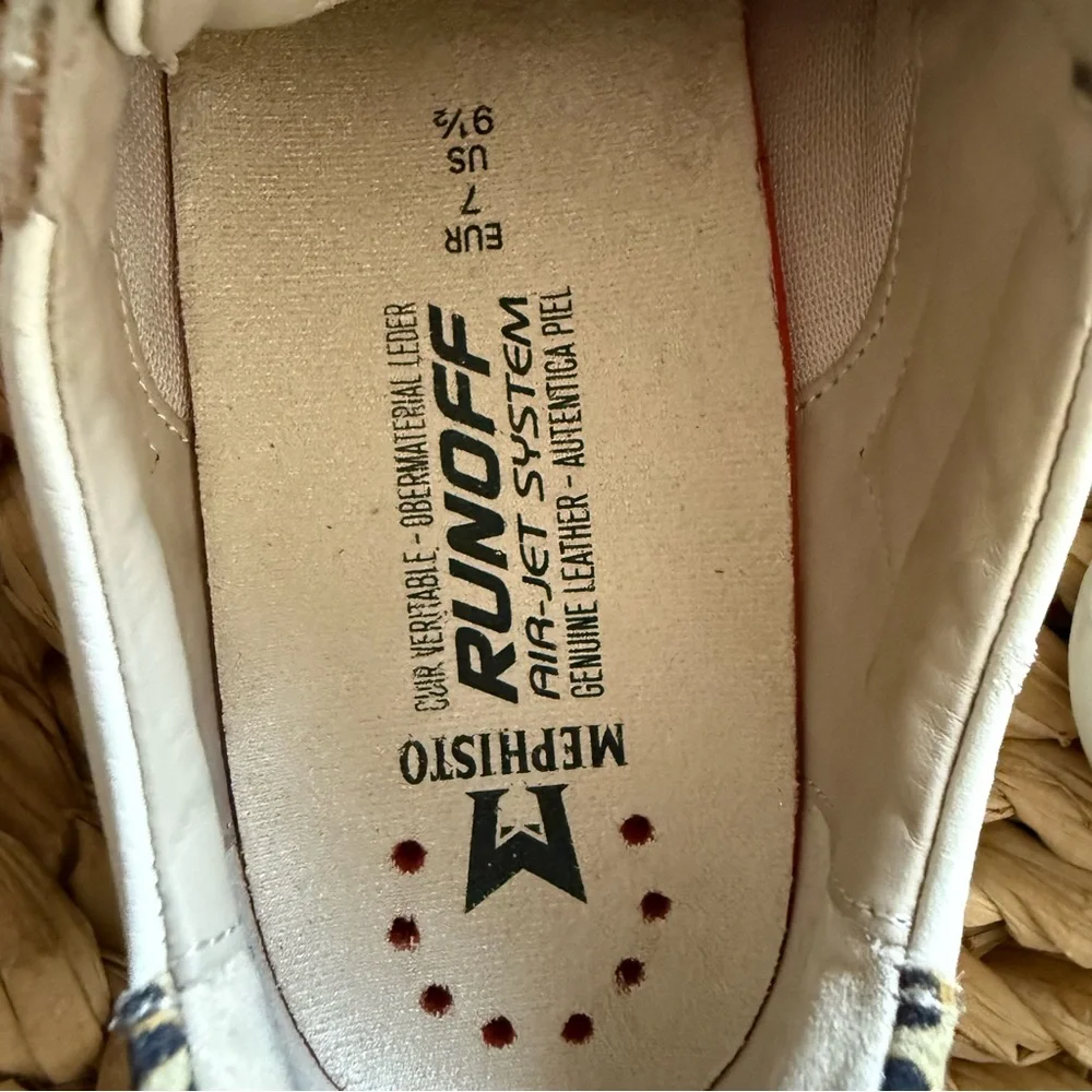 Mephisto‎ Lorane Women's Cream and Black Sneakers Leopard Accent Women’s 9.5 EUC - Picture 9 of 11